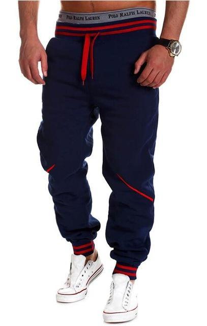 Stylish Hip Hop Harem Jogger in navy with red accents, perfect for casual and active wear.