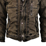 Stand-Up Collar Youth Washed Outer Wear Leather Jacket Men