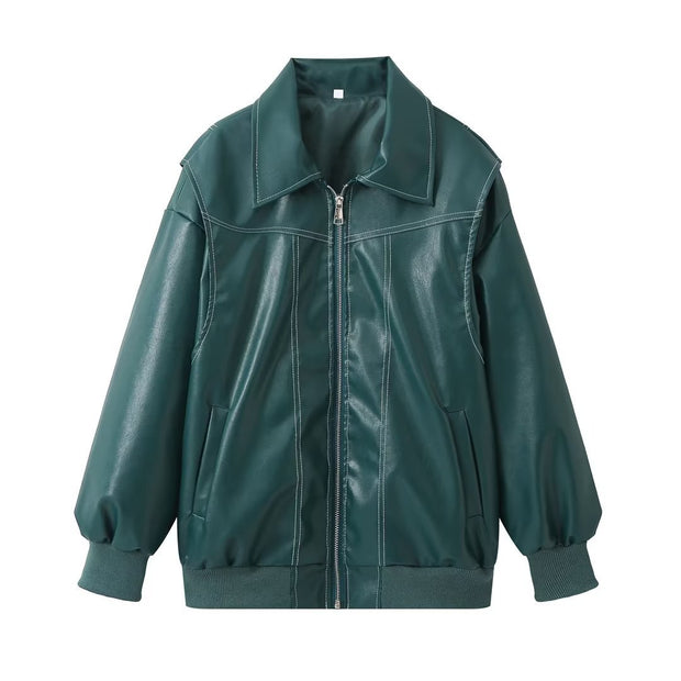 View details for Loose Fashion Retro Jacket Cool Stand Collar Long Sleeve Jacket Womens Clothing