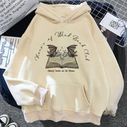 hoodie with the unique design of book and demon