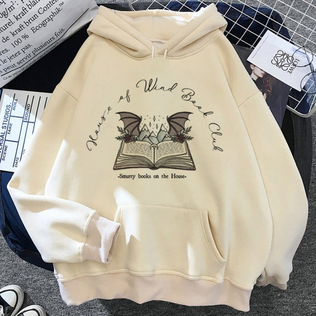hoodie with the unique design of book and demon