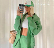 loose hooded sportwear joggers pants womens suit