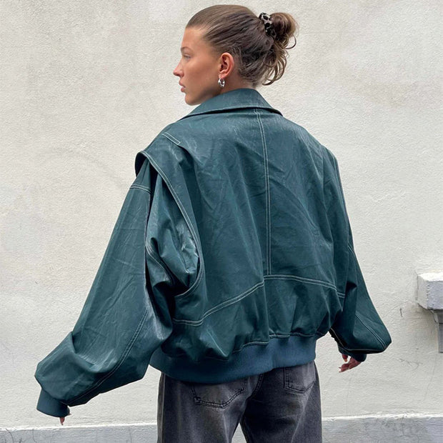 View details for Loose Fashion Retro Jacket Cool Stand Collar Long Sleeve Jacket Womens Clothing